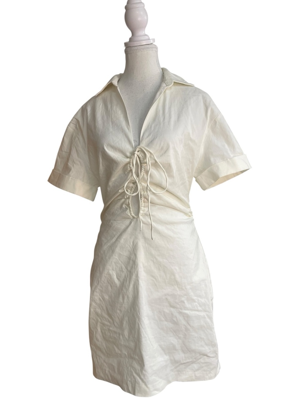 Zara Linen Blend Cut-Out Mini Dress White